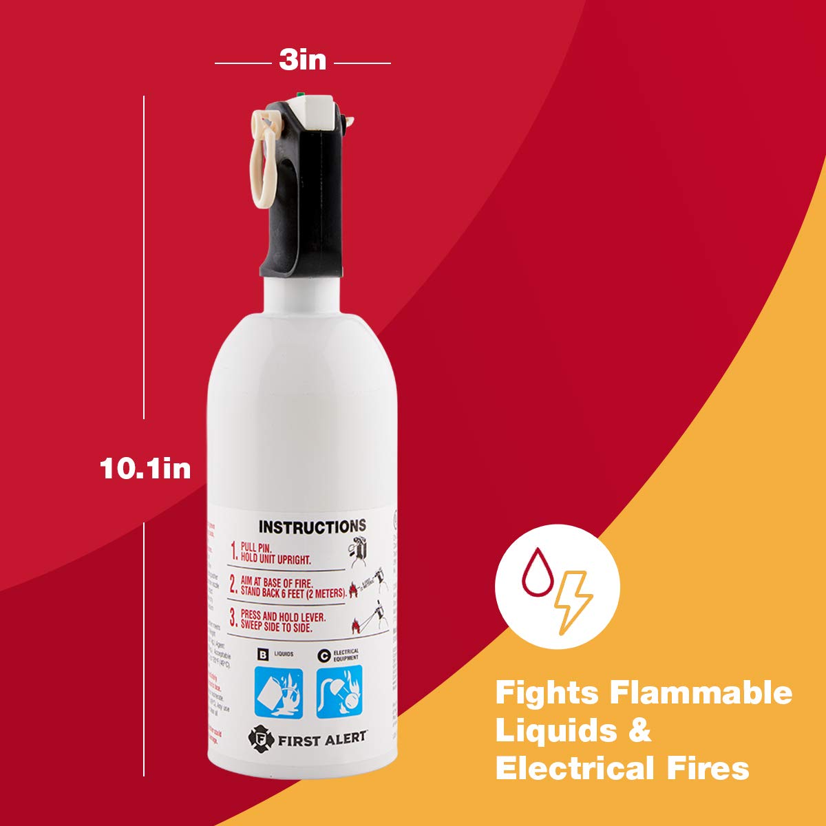 FIRST ALERT KITCHEN5 Fire Extinguisher, KFE2S5, UL RATED 5-B:C, White, 1-Pack