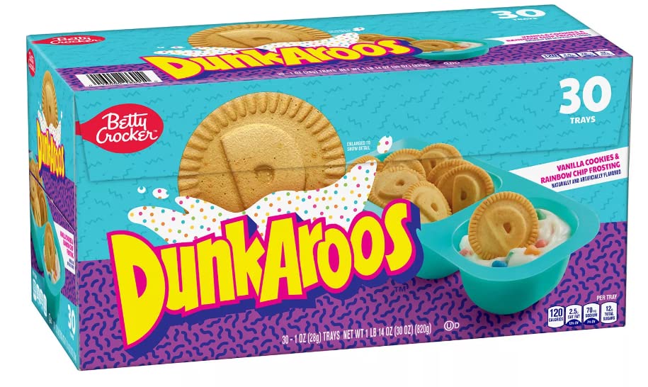 Dunkaroos Vanilla Cookies and Vanilla Frosting with Rainbow Sprinkles by Betty Crocker (30 count) 2 lb box