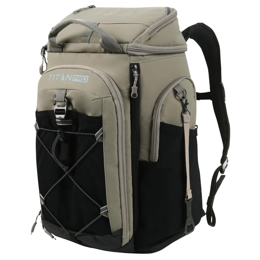 Titan PRO By ARCTIC ZONE Insulated Backpack Cooler with Ice Walls (Taupe-Beige)