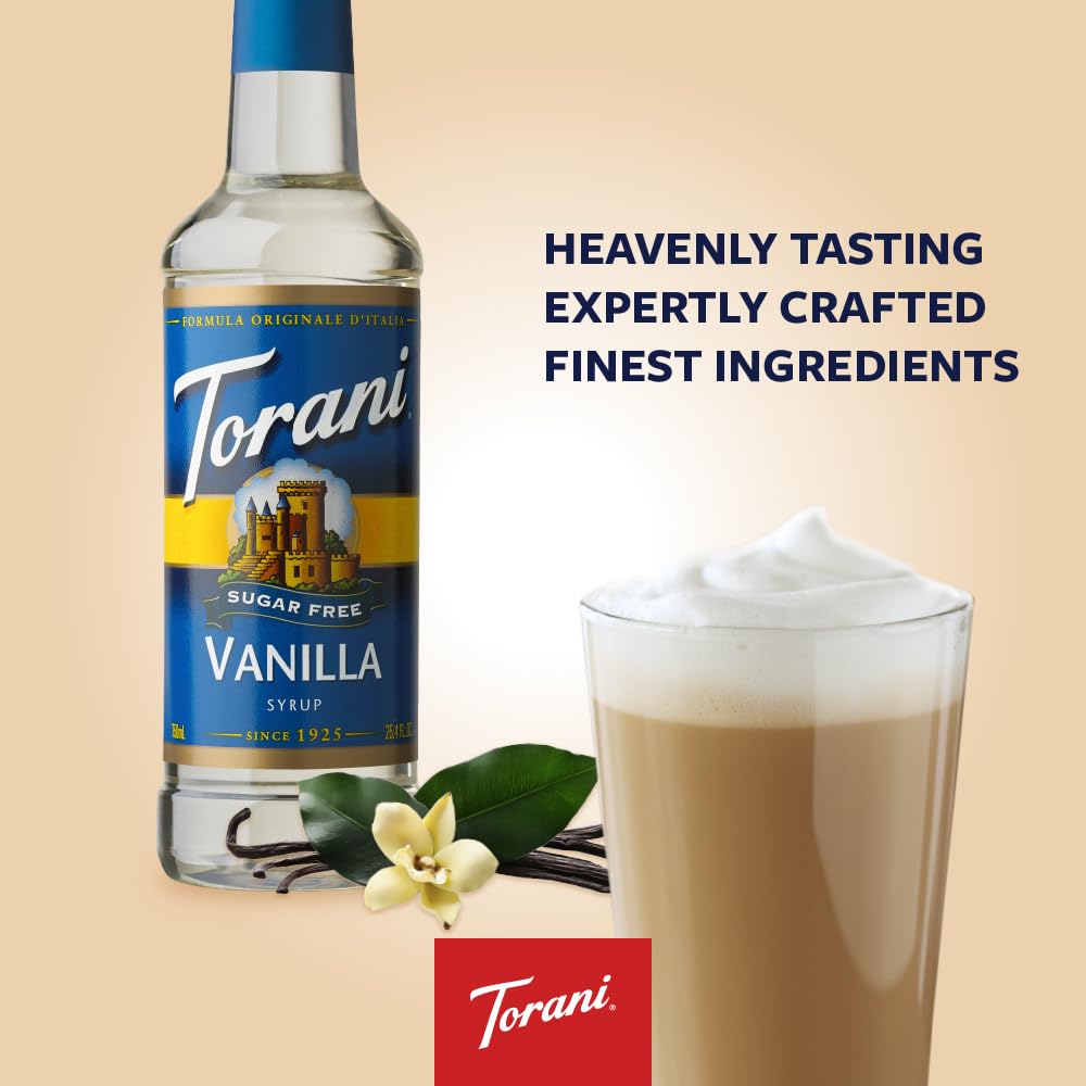 Torani Sugar Free Syrup, Vanilla, 25.4 Ounce (Pack of 1)