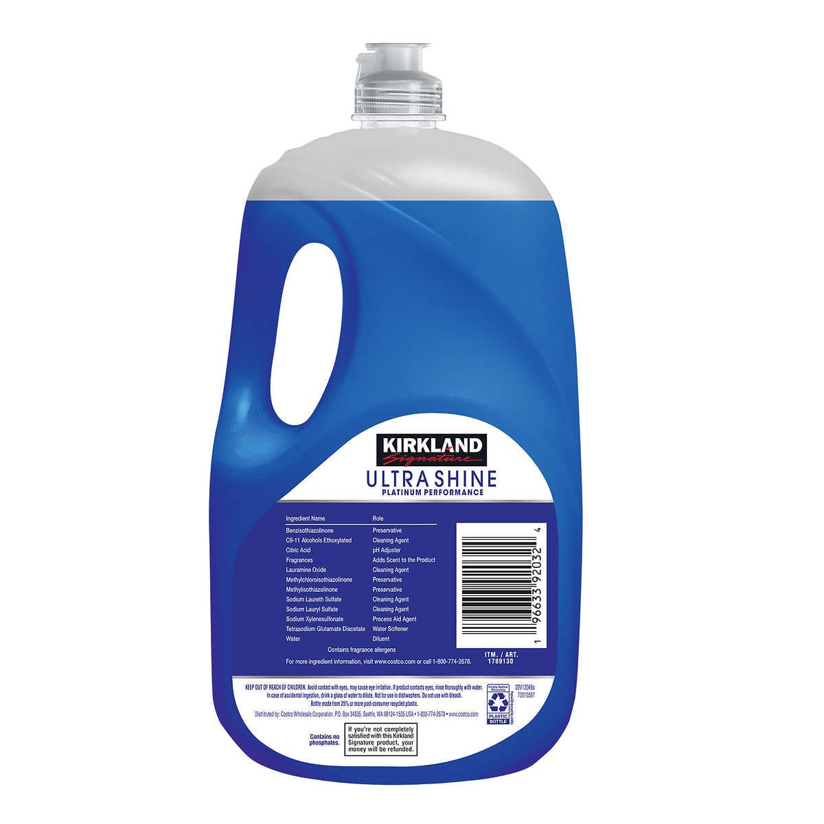 Kirkland Signature Ultra Shine Liquid Dish Soap, Fresh, 90 Fluid Ounce