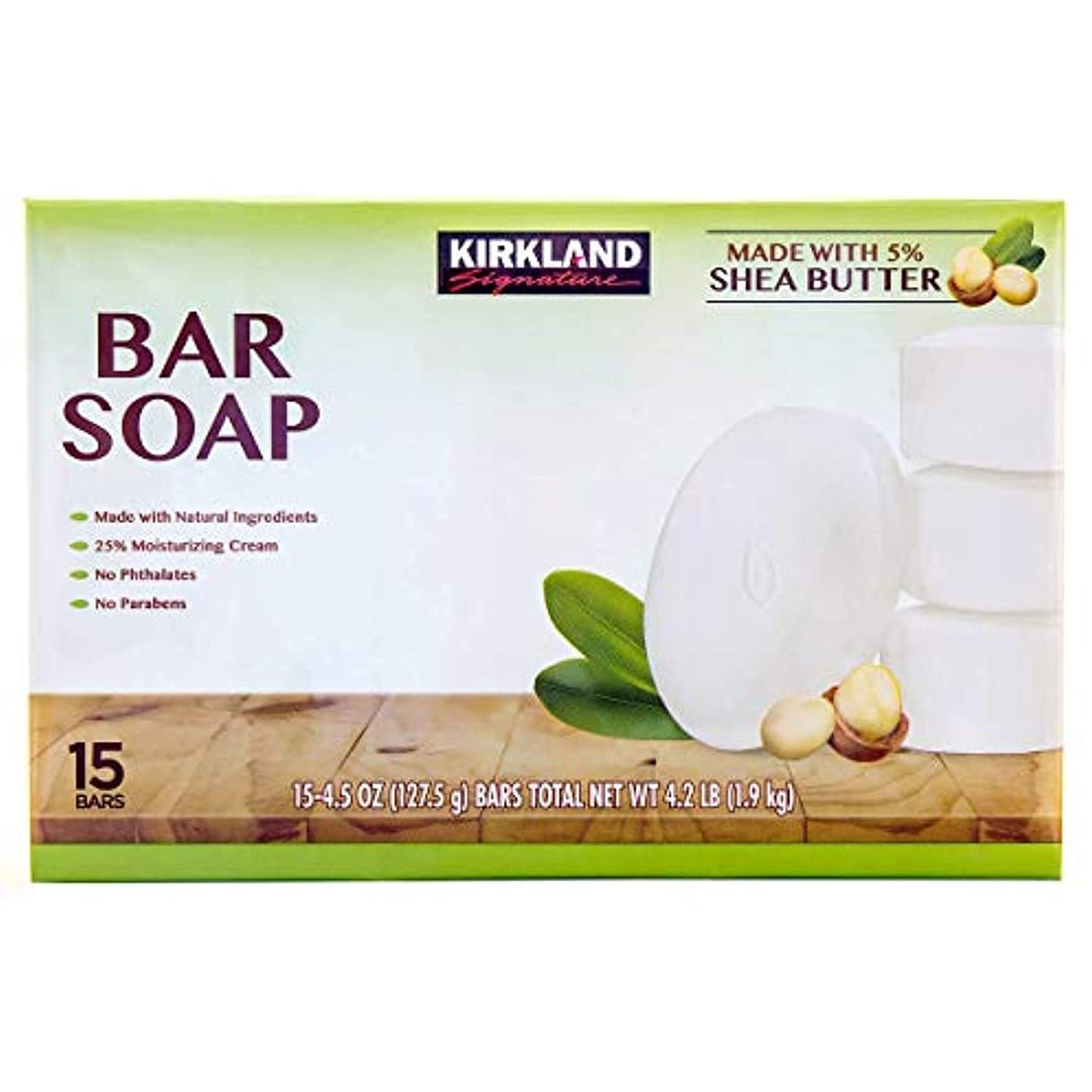 Kirkland Signature Bar soap made with 5% Shea Butter 15 bars 4.2 LB