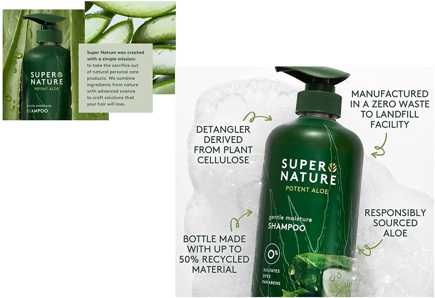 Super Nature Potent Aloe Gentle Moisture Shampoo, 30 Fluid Ounce, 2.23 pounds, 1 Count