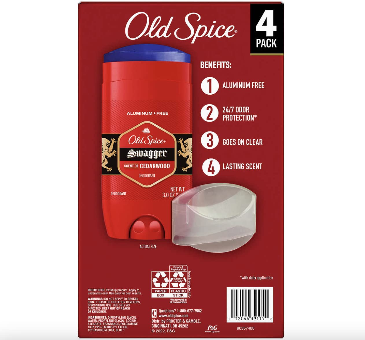 Old Spice Swagger Deodorant Aluminum Free 3 oz, 4-pack