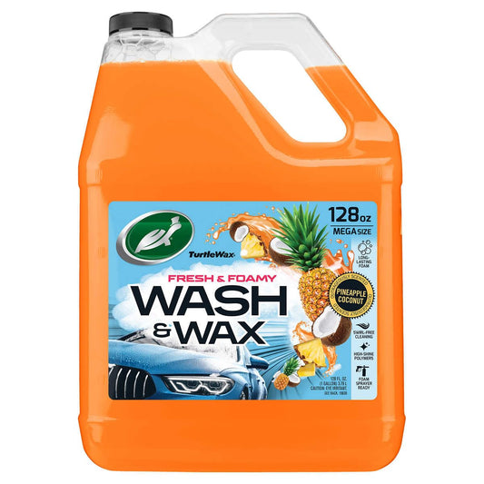 Turtle Wax Fresh & Foamy Wash and Wax, Pineapple Coconut Scent - 128 OZ