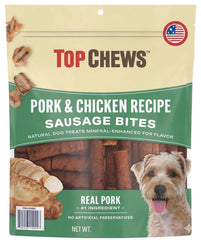 Top-Chews Pork & Chicken Sausage Bite, Net Weight 36 Ounce.