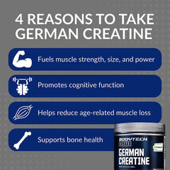BodyTech Elite German Creatine with Creapure®, Creatine Monohydrate Powder for Strength, Size & Power, 5g per Serving, Unflavored, Gluten Free, 11.01 oz, 60 Servings