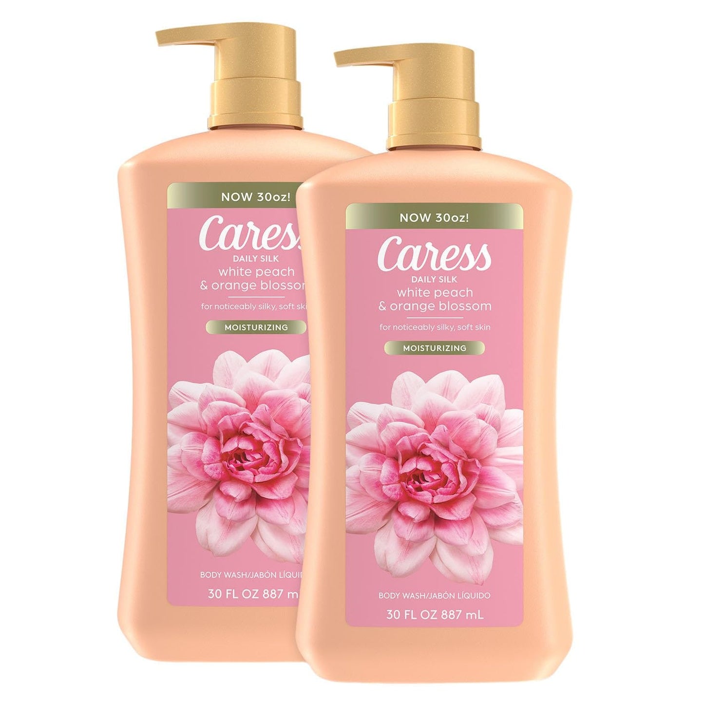 Caress Daily Silk Hydrating Body Wash, Peach & Orange Blossom, 30 Fl Oz (2 Pk)