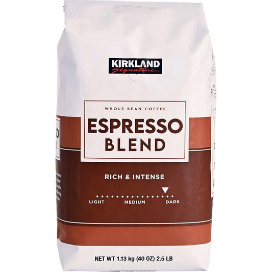 Kirkland Signature Espresso Blend Whole Bean Coffee, Dark Roast, 2.5 Pounds