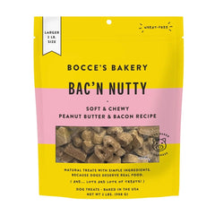 Bocce's Bakery Bac' N Nutty Soft & Chewy Peanut Butter & Bacon Recipe Natural Dog Treats, Wheat-Free, 2 lb (Pack of 1)