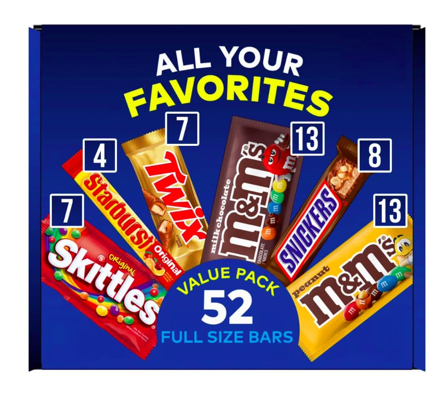 M&M�S, Skittles, Snickers, Twix & Starburst Candy Bulk Variety Pack, 52 Count