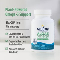 Nordic Naturals Algae Omega, 715mg Vegan EPA+DHA, Plant-Based - 90 Count