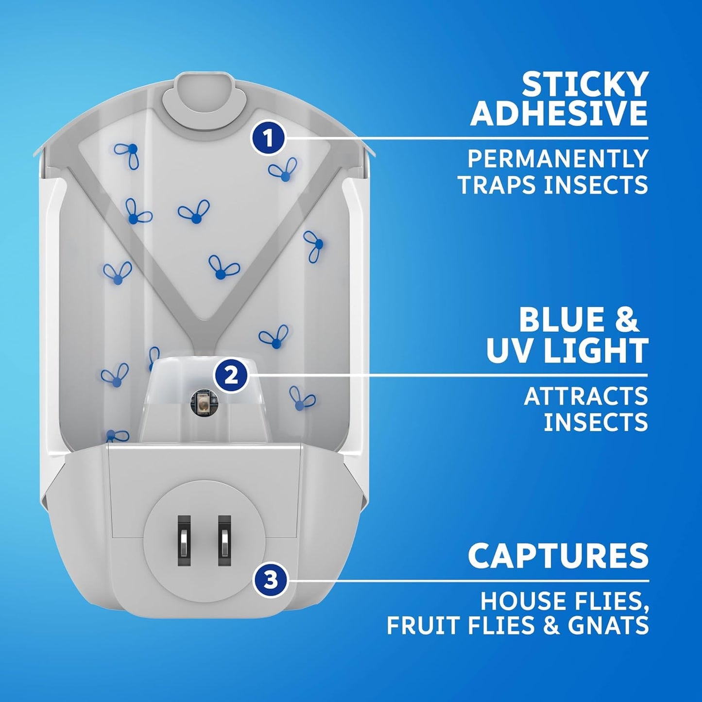 Zevo Flying Insect Trap, Fly Trap, Fruit Fly Trap (2 Plug-in Bases + 6 Refill Cartridges)