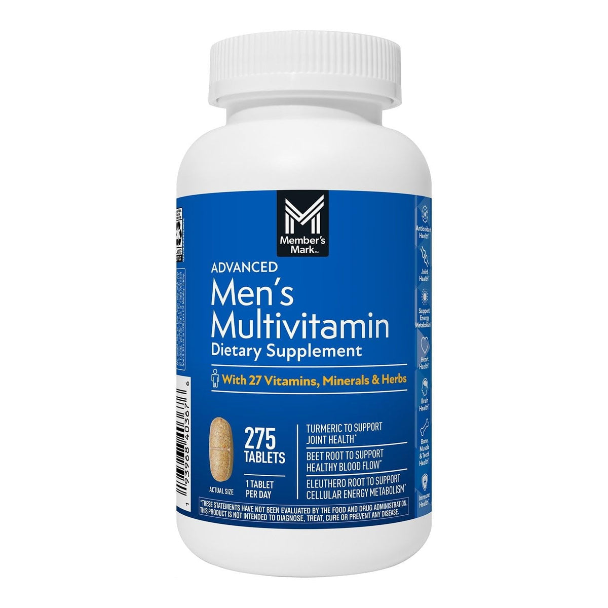 Member's Mark Advanced Men's Multivitamin Tablets, 275 Count