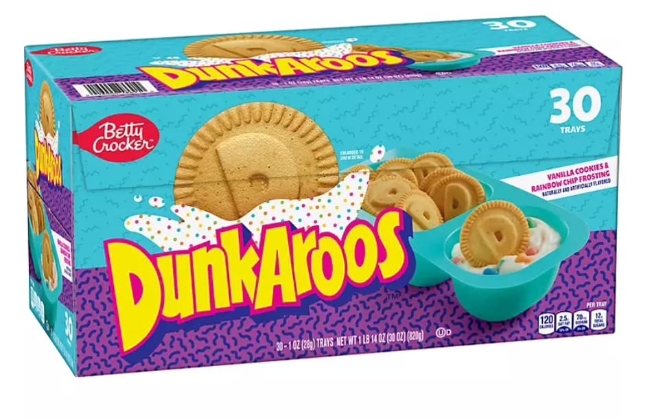 Dunkaroos Vanilla Cookies and Vanilla Frosting with Rainbow Sprinkles by Betty Crocker (30 count) 2 lb box