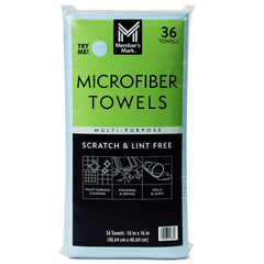 Member's Mark Microfiber Towels, 16" x 16", 36 Count - Blue