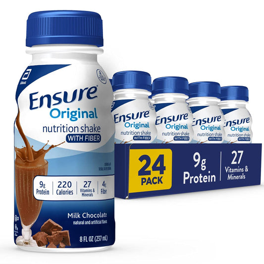 Ensure Original Milk Chocolate Nutrition Shake With Fiber | Meal Replacement Shake | 24 Pack