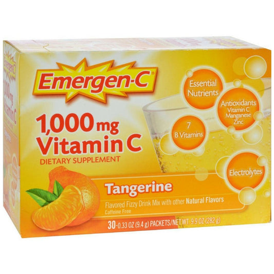 Emergen-C Vitamin C Tangerine Flavored Drink Mix 30 Packets, 0.33 oz (Pack of 4)