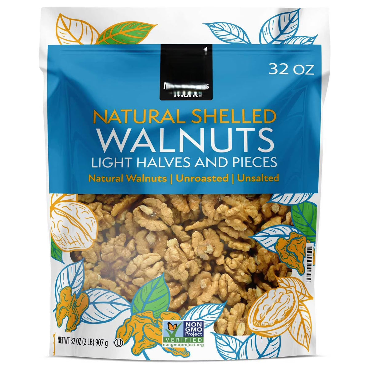 Member Marks Natural Shelled Walnuts - Light Halves & Pieces, 32 oz Resealable Bag – Unsalted & Unroasted – Rich in Omega 3 & Antioxidants – Perfect for Baking, Salads, and Healthy Snacking