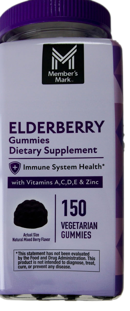 Member's Mark Elderberry Gummies with Vitamins A, C, D, E, & Zinc, 150 Vegetarian Gummies