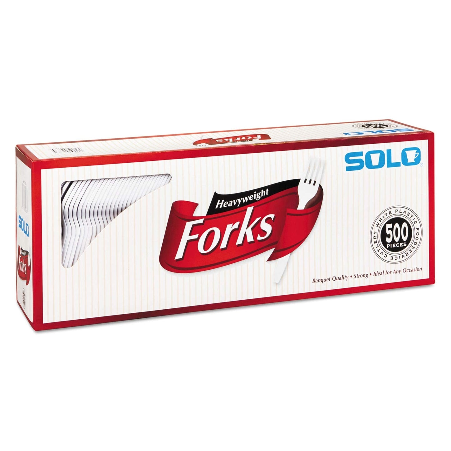 Solo Heavyweight Plastic Cutlery, Forks, White, 6.41", 500/Ct