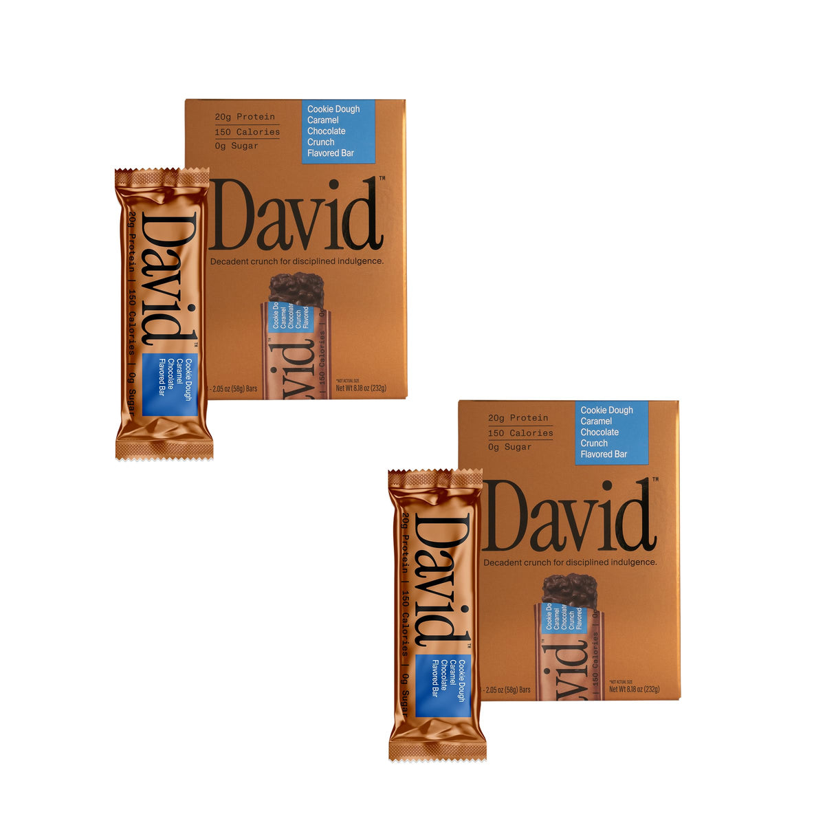 David Bronze Cookie Dough Caramel Flavored High Protein Bars | 8 Pack