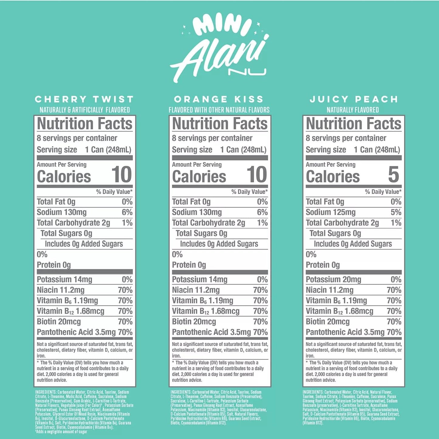 Alani Nu Mini Energy Variety Pack, 8.4 Fluid Ounce (Pack of 24)