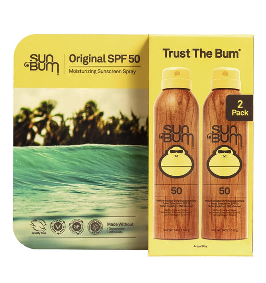 Sun Bum Original Spf 50 Sunscreen Spray 2 Pack Vegan and Reef Friendly (Octinoxate & Oxybenzone Free) Broad Spectrum Moisturizing Uva/Uvb Sunscreen With Vitamin E