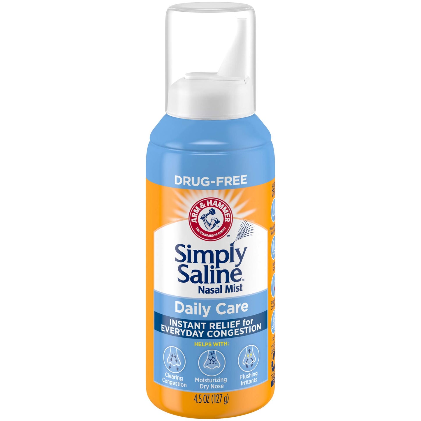 ARM & HAMMER Simply Saline Nasal Care Daily Mist 4.5oz � Instant Relief for Every Day Congestion � One 4.5oz Bottle