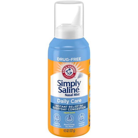 ARM & HAMMER Simply Saline Nasal Care Daily Mist 4.5oz � Instant Relief for Every Day Congestion � One 4.5oz Bottle