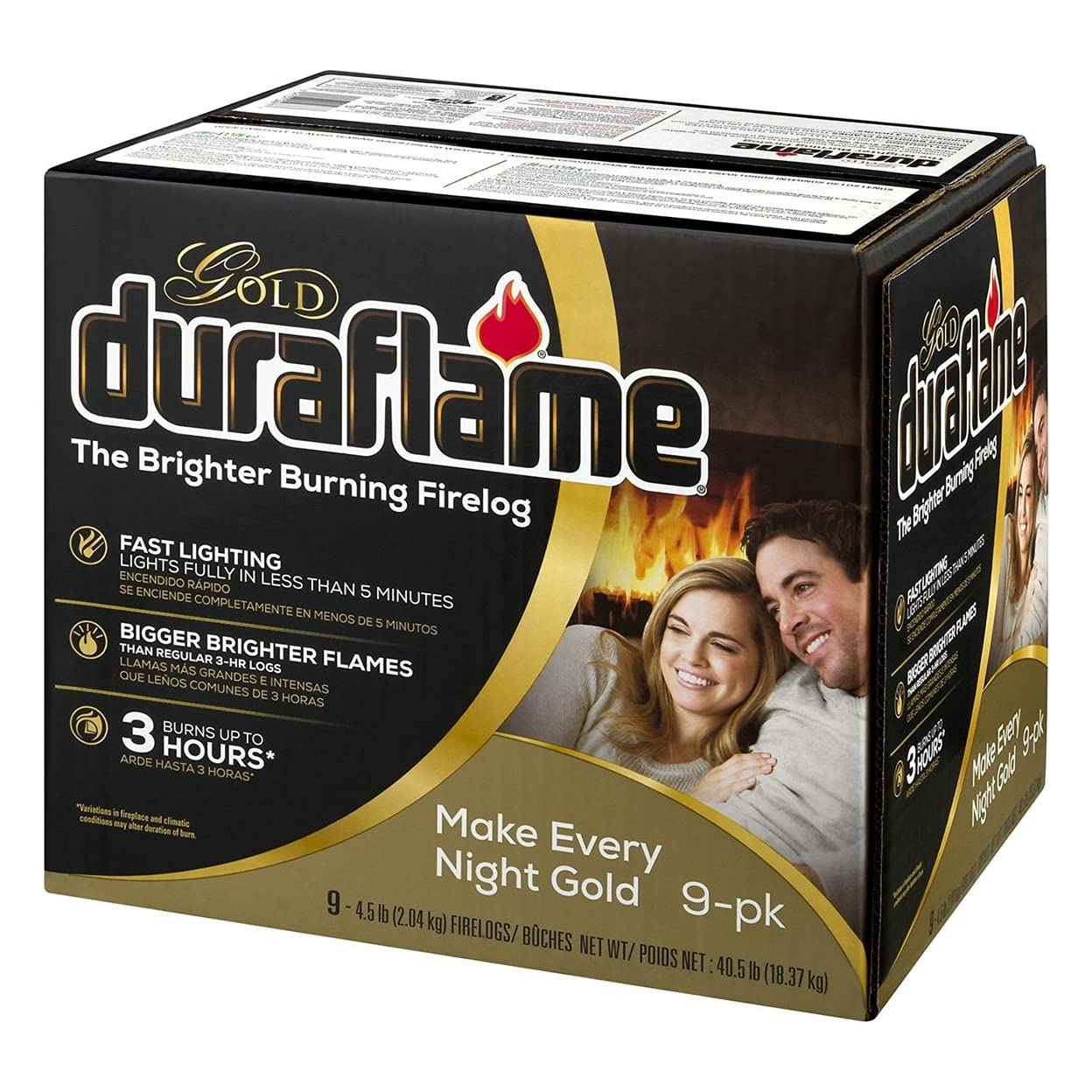 Duraflame Gold 4.5lb 3-hr Firelog (9-Pack) - Packaging May Vary