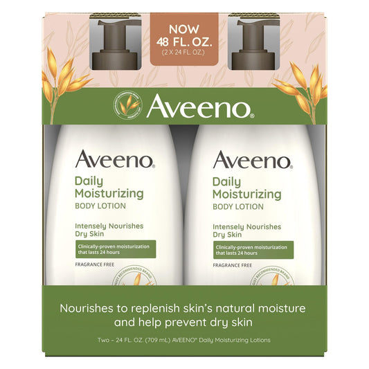 Aveeno Daily Moisturizing Body Lotion for Dry Skin, (2x24 FL. OZ (24 FL. OZ.)