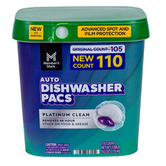 Member's Mark Platinum Clean Automatic Dishwasher Pacs, Fresh Clean, 110 Count