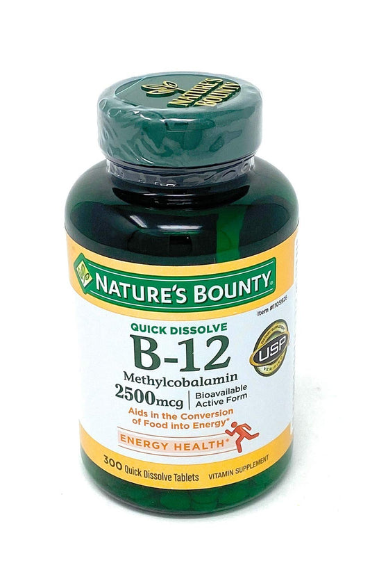 Nature's Bounty Vitamin B-12 2500 mcg, 300 Quick Dissolve Tablets