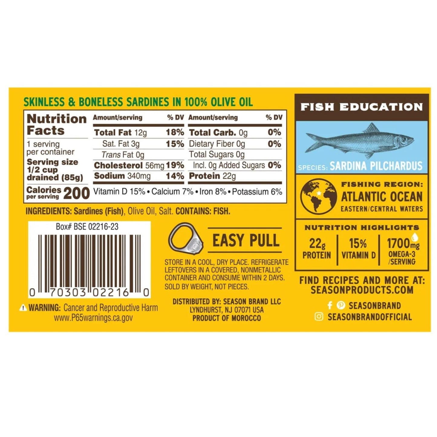 Season 1 Sardines, Sknls/Bnls, Club, Pack Of 12, Size 4.375 Oz - No Artificial Ingredients Gmo Free