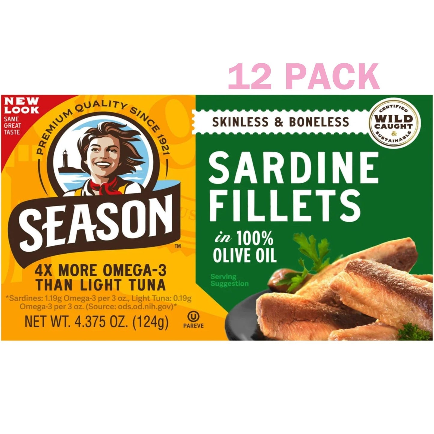 Season 1 Sardines, Sknls/Bnls, Club, Pack Of 12, Size 4.375 Oz - No Artificial Ingredients Gmo Free