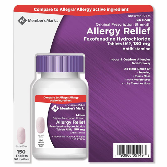 Members Mark 180mg Allergy Relief, Fexofenadine (150 Count)