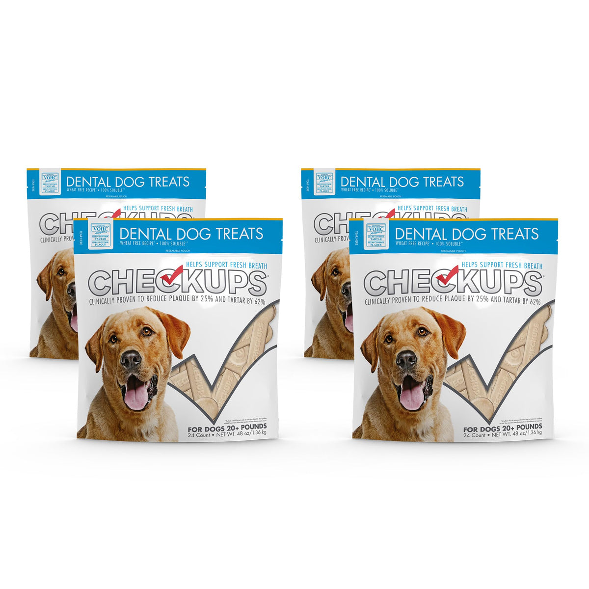Dental Dog Treats for Oral Care, Fresh Breath & Plaque Control - 24 Treats, 48 oz. (4 Pack) - Delicious Chews for Happy and Healthy Dogs