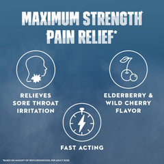 Mucinex InstaSoothe Sore Throat + Pain Relief Elderberry & Wild Cherry Flavor, Fast Acting, Powerful Oral Pain Reliever, 40 Medicated Drops