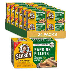 Season Sardine Fillets in Extra Virgin Olive Oil, 4.37 oz, 24-Pack