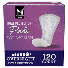 Member's Mark Total Protection Overnight Pad for Women, 120 Count