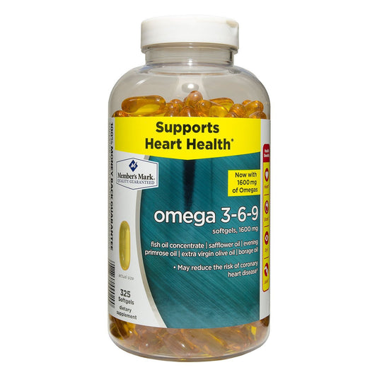 Member's Mark Omega 3, 6, 9 Dietary Supplement 1600 Mg, Soft Gels, 325Count