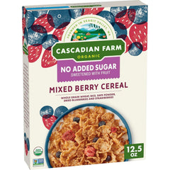 Cascadian Farm No Added Sugar Mixed Berry Breakfast Cereal, Whole Grain & Organic, 12.5 oz Box