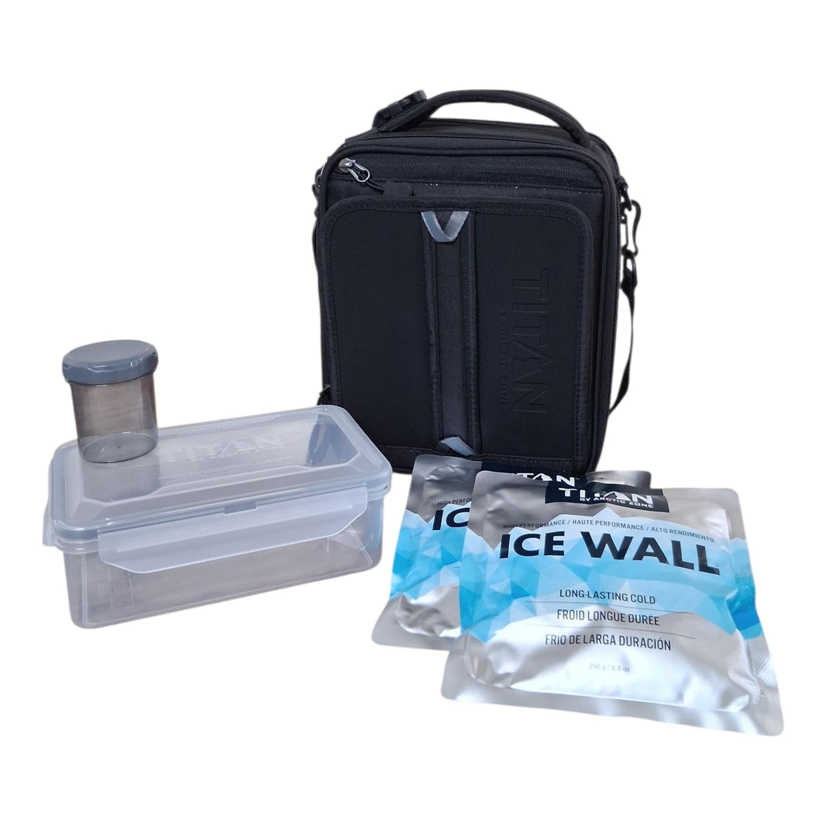 Titan by Arctic Zone Expandable Lunch Box – Insulated, Crush-Resistant Cooler with 2 Ice Walls & Leak-Proof Lining – Meal Prep Bag with Strap & Container for Work & Travel | Black (Black)