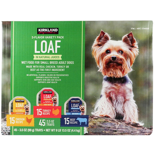 Kirkland Signature Loaf Wet Dog Food, Variety Pack, 3.5 Ounce (Pack of 45)