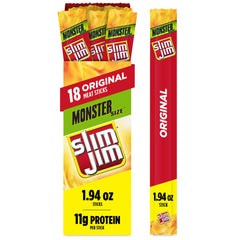 Slim Jim Monster Smoked Jerky Sticks, Original Flavor, 1.94 oz., 18-ct