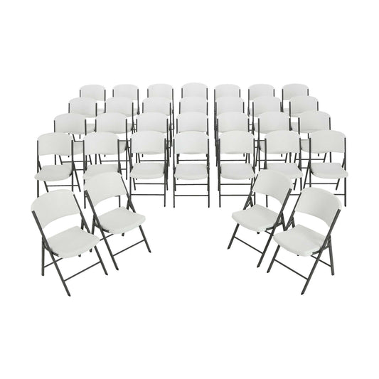 Lifetime Folding Chairs 2802 White Granite Color Plastic 32 Pack Durable Quality