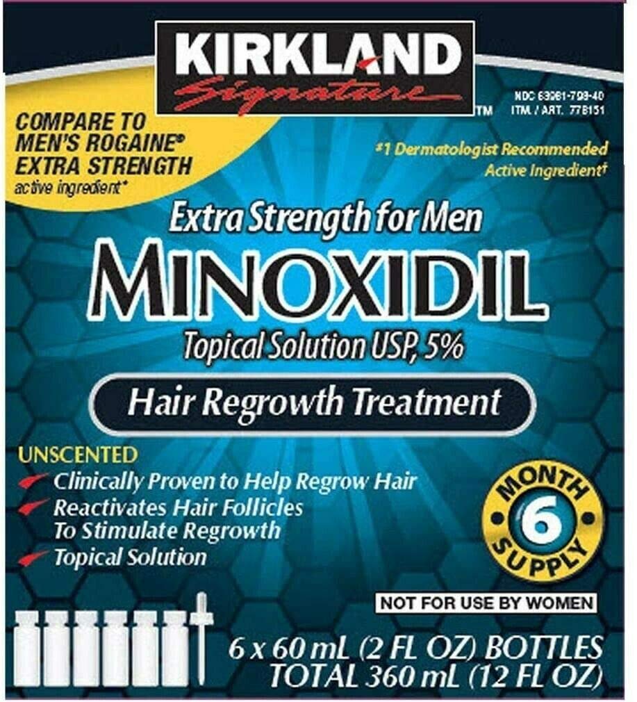 Kirkland Minoxidil 5% Extra Strength Hair Loss Regrowth Treatment Men 12mo treat