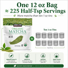 Kirkland Signature Organic Matcha Green Tea Powder 12 oz, Japanese, 340g