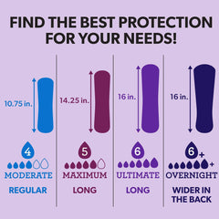 Member's Mark Total Protection Pads for Women, Ultimate Long, 6 Drop, 144 Count